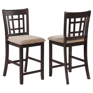 Bowery Hill Wood Espresso Counter Stool Rectangular Lattice Back