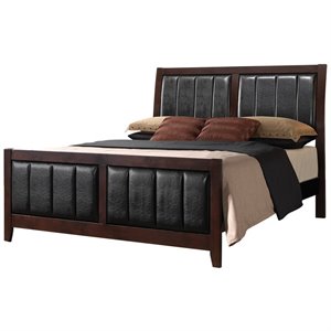 Bowery Hill Faux Leather Black King Panel Bed Rectangular 79.25&quot W x 87.25&quot D Unassembled
