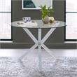 Bowery Hill Glass Chrome Dining Table Round Tempered Contemporary 41.25