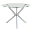 Bowery Hill Glass Chrome Dining Table Round Tempered Contemporary 41.25
