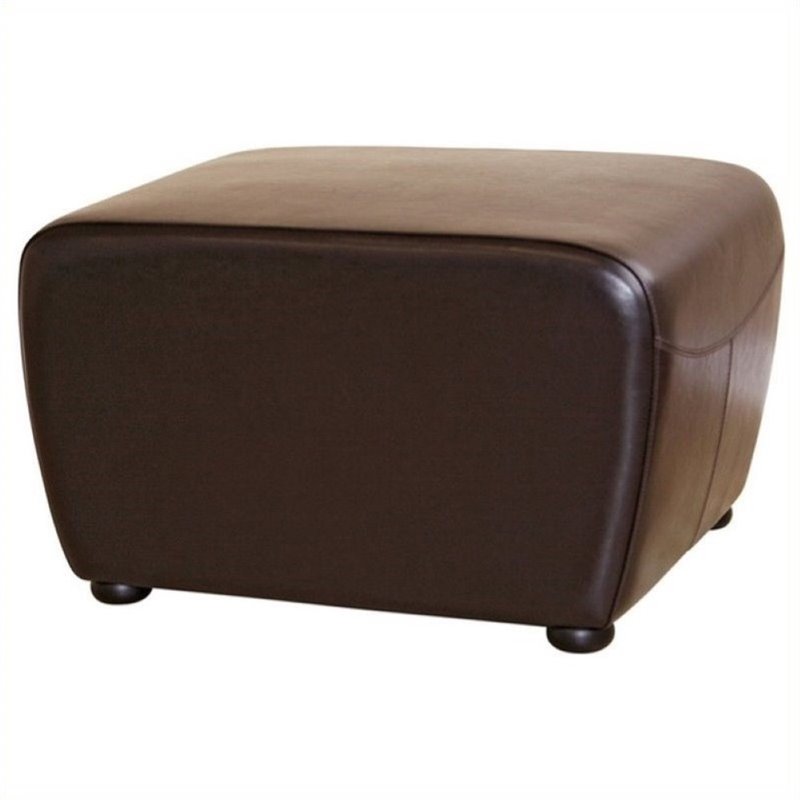 Bowery Hill Bonded Leather Dark Brown Ottoman Rectangular 18