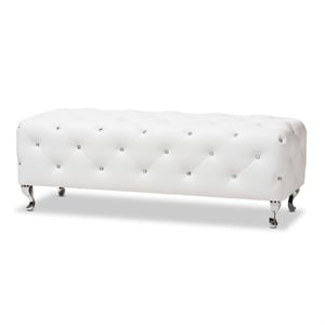 Bowery Hill Faux Leather Tufted Bench in Black