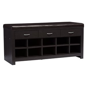 Bowery Hill Shoe Rack Bench in Espresso