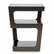 Bowery Hill Engineered Wood and Tempered Glass 3-Tiered End Table in Black