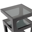 Bowery Hill Engineered Wood and Tempered Glass 3-Tiered End Table in Black