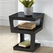 Bowery Hill Engineered Wood and Tempered Glass 3-Tiered End Table in Black