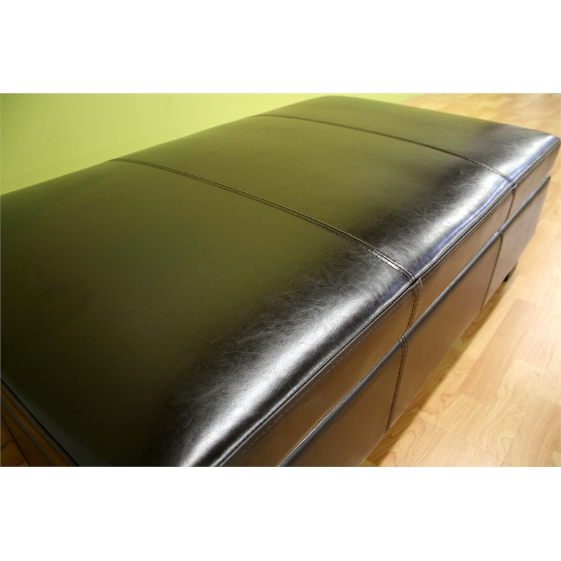Bowery Hill Bonded Leather Brown Ottoman Rectangular Storage 47