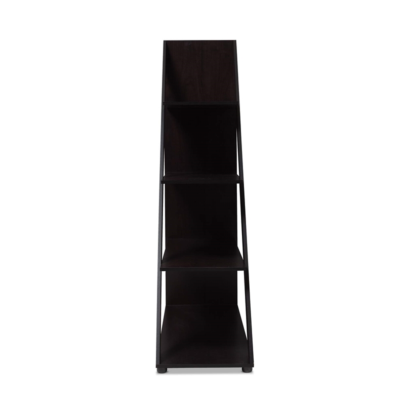 Bowery Hill 4 Shelf Bookcase in Dark Brown
