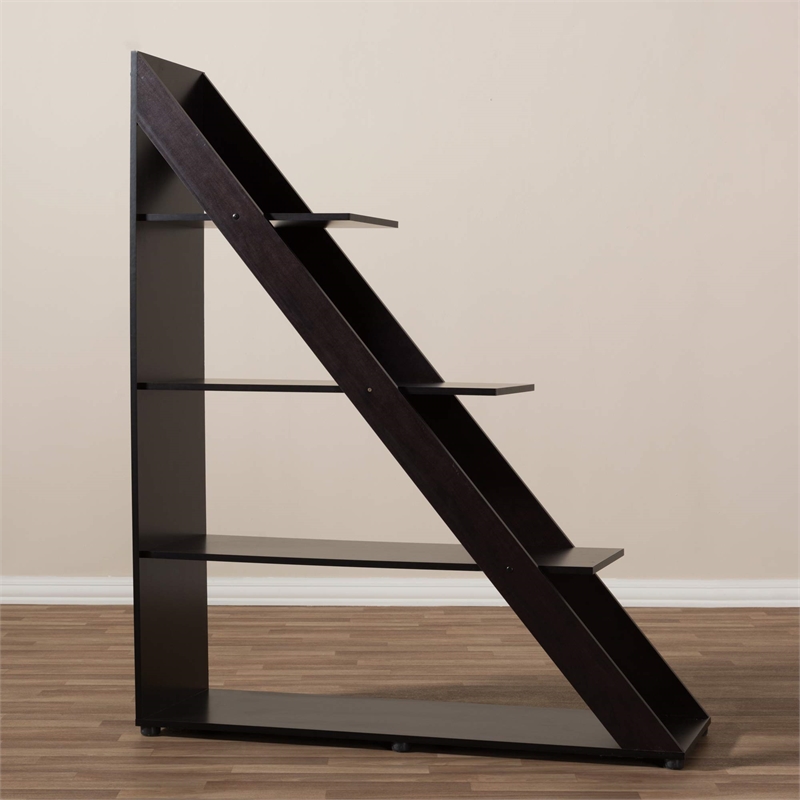 Bowery Hill 4 Shelf Bookcase in Dark Brown