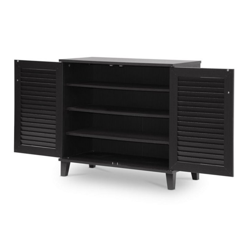 Bowery Hill Engineered Wood Espresso Shoe Cabinet Rectangular 27.5
