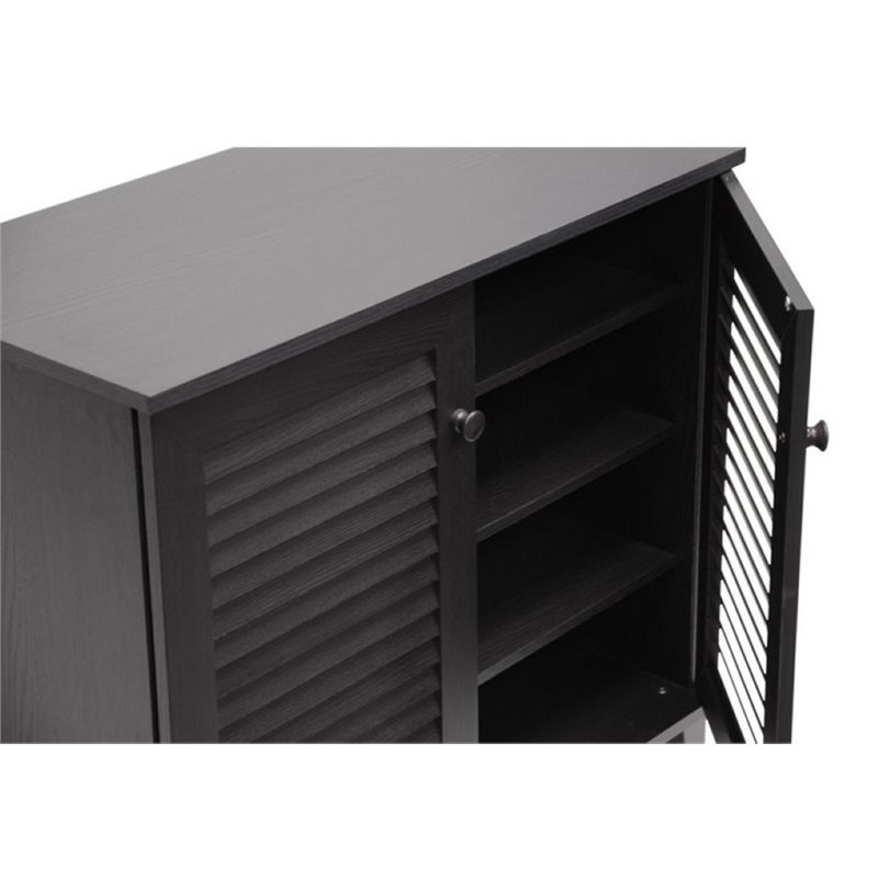 Bowery Hill Engineered Wood Espresso Shoe Cabinet Rectangular 27.5