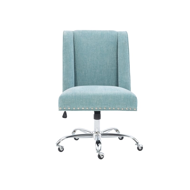 Bowery Hill Fabric Aqua Office Chair Armless Adjustable 37.5