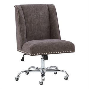 Bowery Hill Fabric Charcoal Gray Office Chair Armless Adjustable 37.5&quot Unassembled