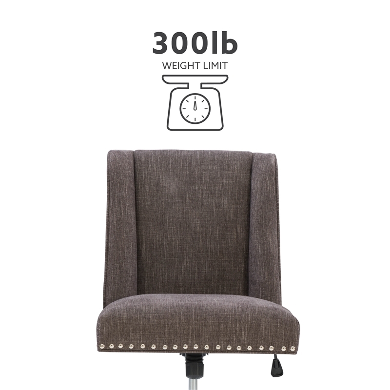 Bowery Hill Fabric Charcoal Gray Office Chair Armless Adjustable 37.5