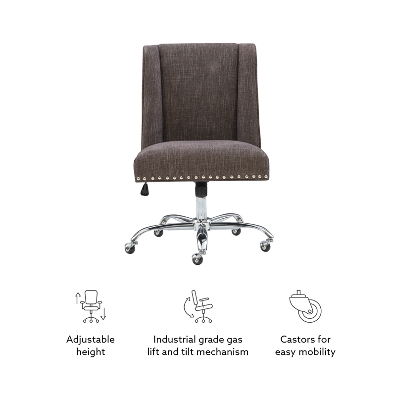 Bowery Hill Fabric Charcoal Gray Office Chair Armless Adjustable 37.5