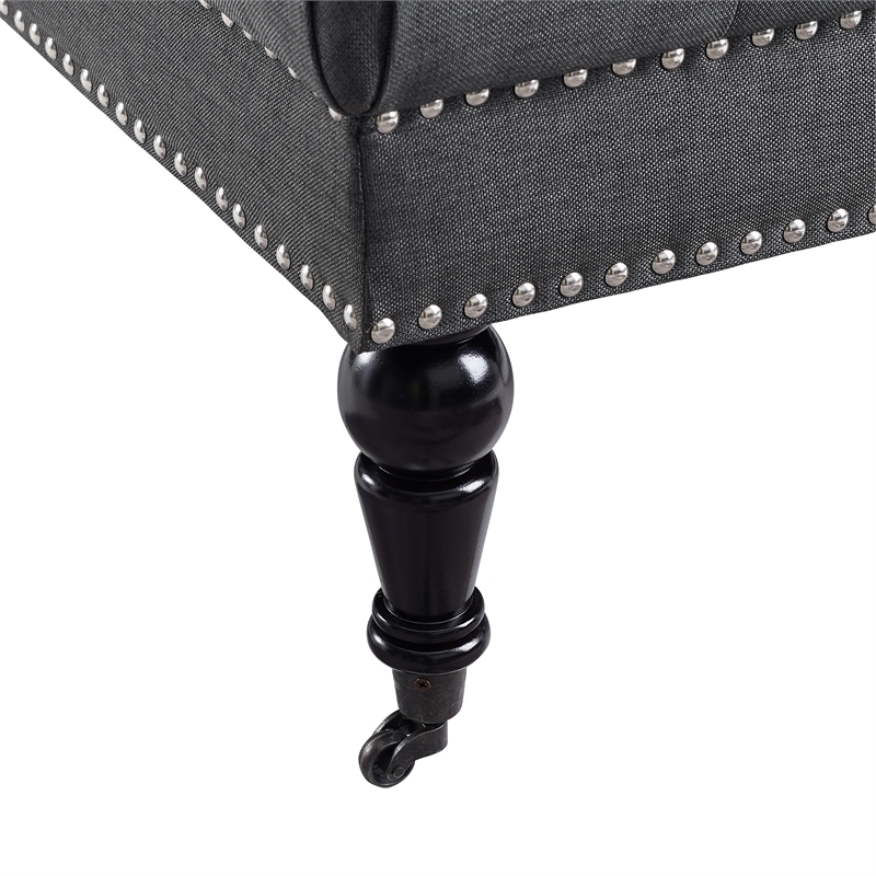 Bowery Hill Fabric Charcoal Gray Ottoman Square Tufted 34.63