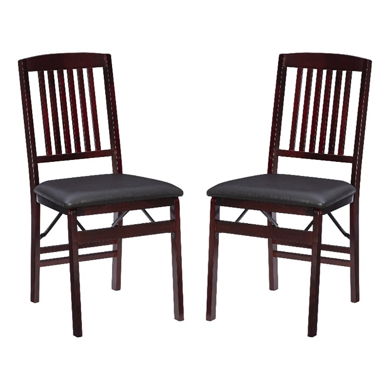 Bowery Hill Faux Leather Merlot Dining Chair Rectangular Folding Fully Assembled