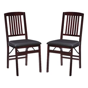 Bowery Hill Faux Leather Merlot Dining Chair Rectangular Folding Fully Assembled