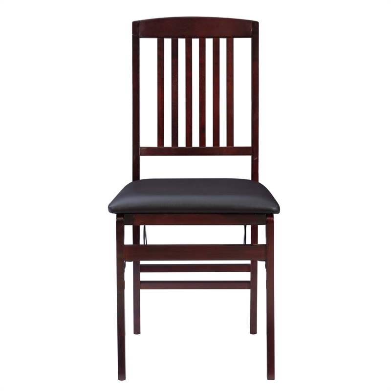 Bowery Hill Faux Leather Merlot Dining Chair Rectangular Folding Fully Assembled