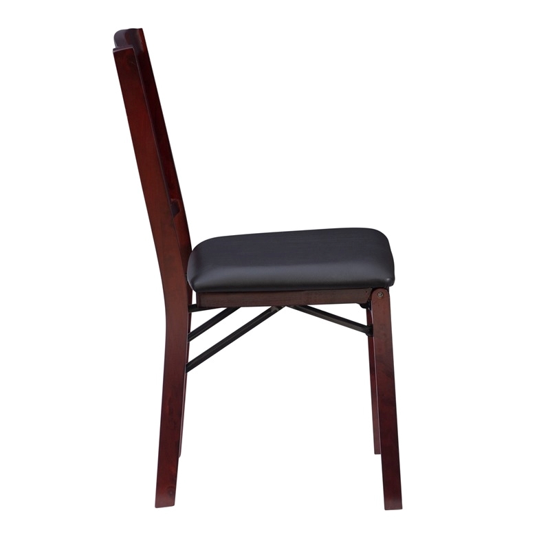 Bowery Hill Faux Leather Merlot Dining Chair Rectangular Folding Fully Assembled