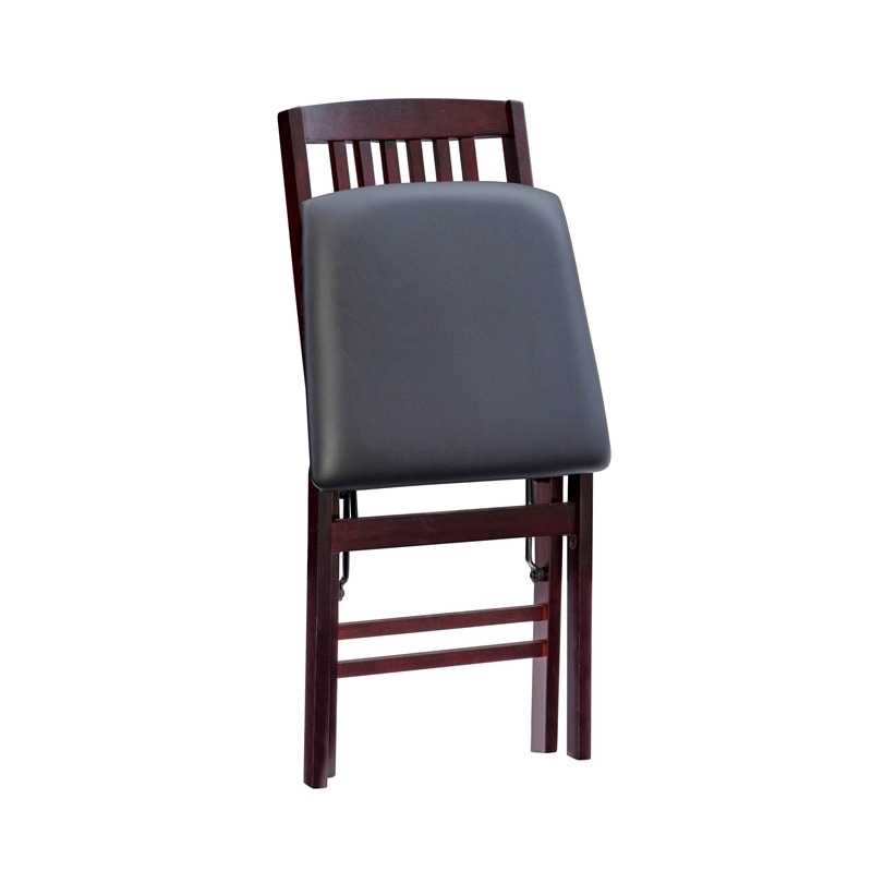 Bowery Hill Faux Leather Merlot Dining Chair Rectangular Folding Fully Assembled