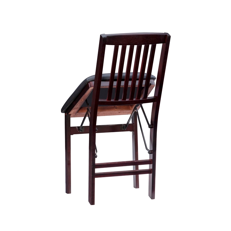 Bowery Hill Faux Leather Merlot Dining Chair Rectangular Folding Fully Assembled