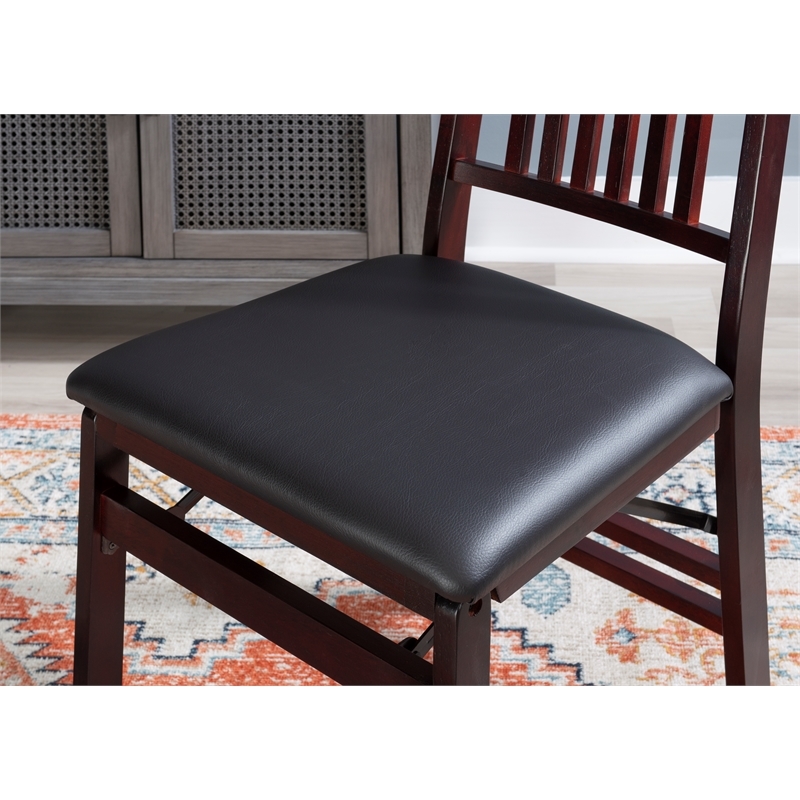 Bowery Hill Faux Leather Merlot Dining Chair Rectangular Folding Fully Assembled