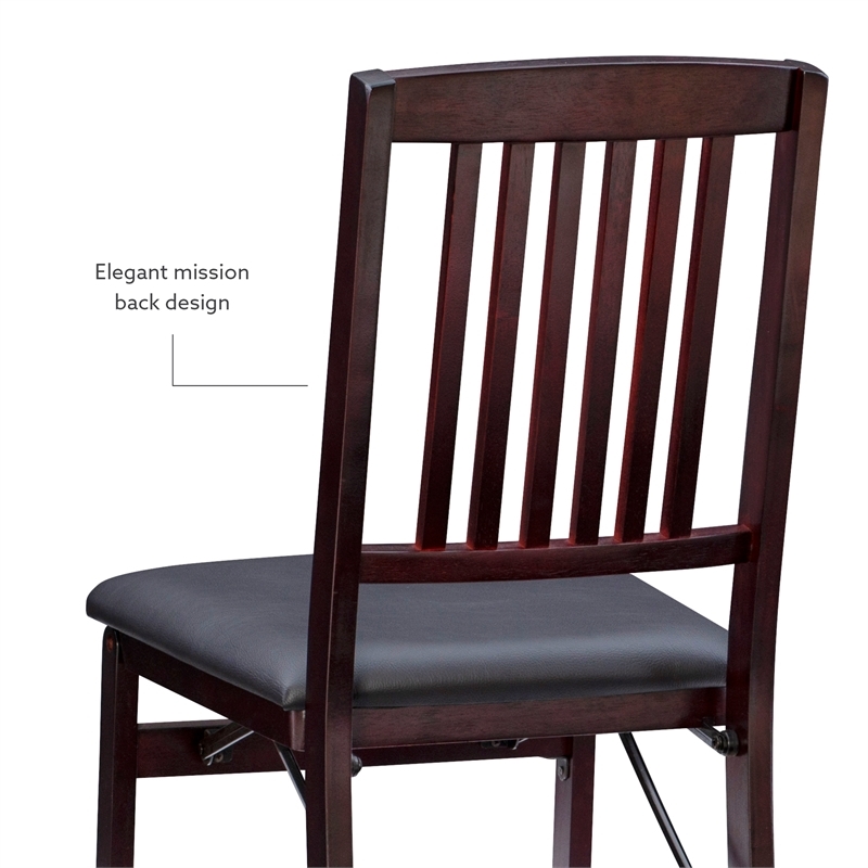Bowery Hill Faux Leather Merlot Dining Chair Rectangular Folding Fully Assembled