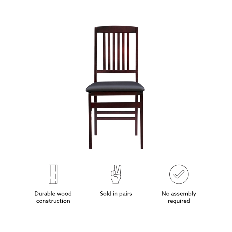 Bowery Hill Faux Leather Merlot Dining Chair Rectangular Folding Fully Assembled