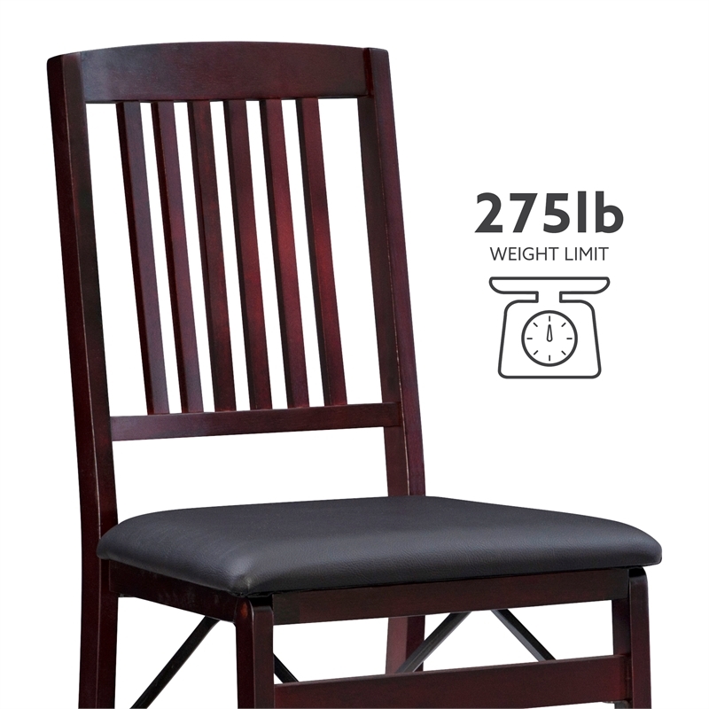 Bowery Hill Faux Leather Merlot Dining Chair Rectangular Folding Fully Assembled