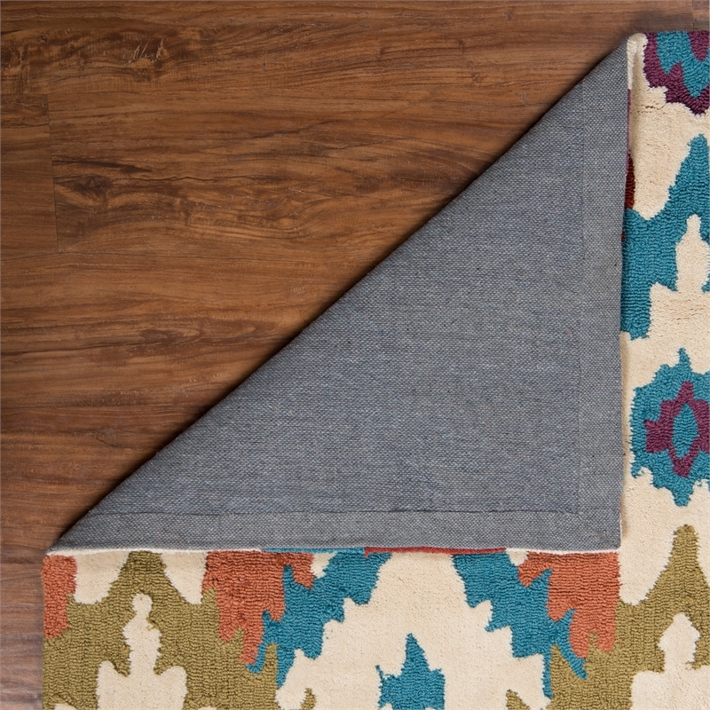 Bowery Hill 96'' x 120'' Transitional Fabric Hand Tufted Rug in Sand Brown/Teal