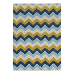 Bowery Hill 96'' x 120'' Transitional Fabric Hand Tufted Rug in Blue/Marigold