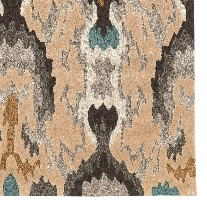Bowery Hill 96'' x 120'' Transitional Fabric Hand Tufted Rug in Gray/Beige/Blue