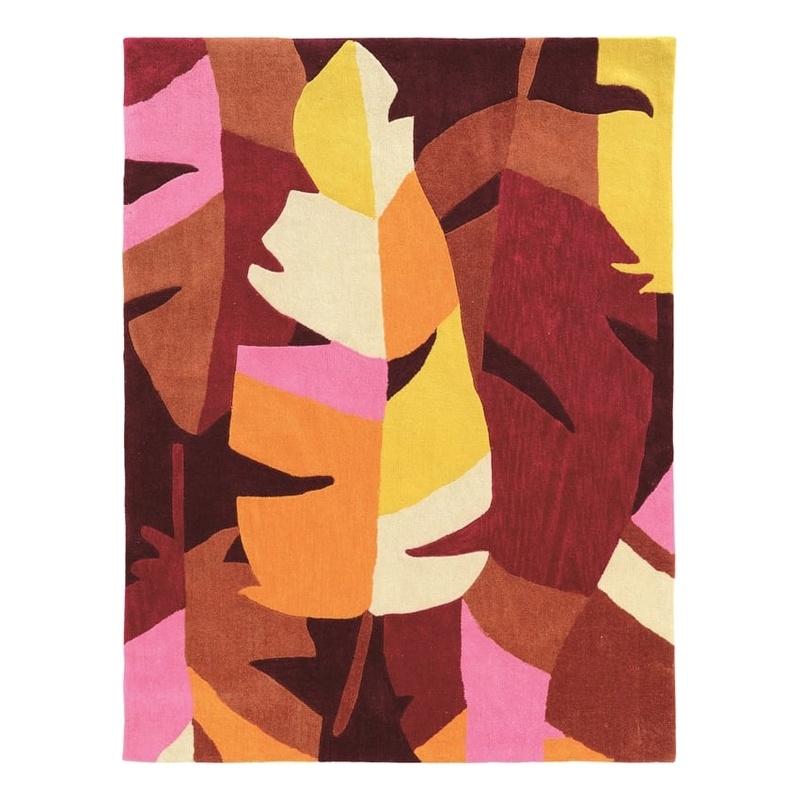 Bowery Hill 96'' x 120'' Transitional Fabric Hand Tufted Rug in Pink/Yellow