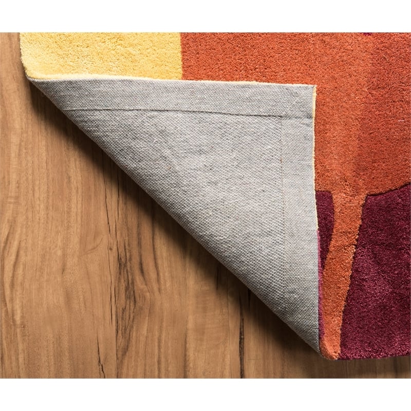 Bowery Hill 96'' x 120'' Transitional Fabric Hand Tufted Rug in Pink/Yellow