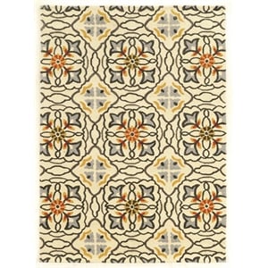 Bowery Hill 96'' x 120'' Transitional Fabric Hand Tufted Rug in Ivory/Gray