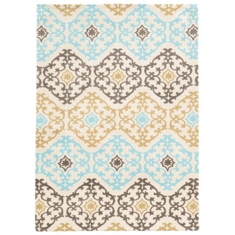 Bowery Hill Mid-Century 8' x 10' Hand Tufted Rug in Gray and Yellow