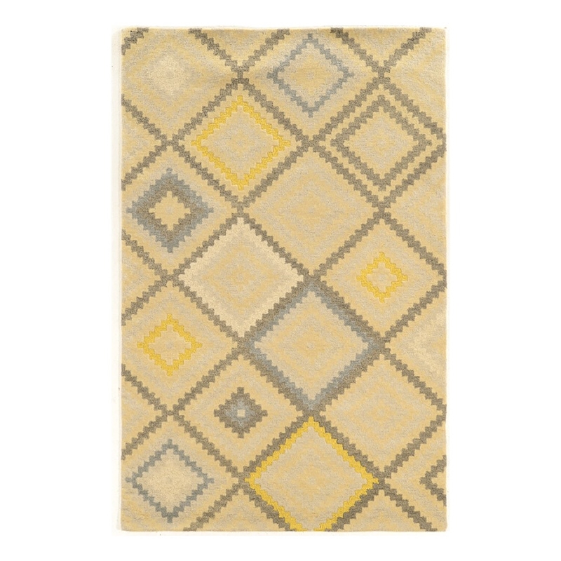 Bowery Hill 60''x 96'' Transitional Wool Hand Tufted Rug in Natural/Gray