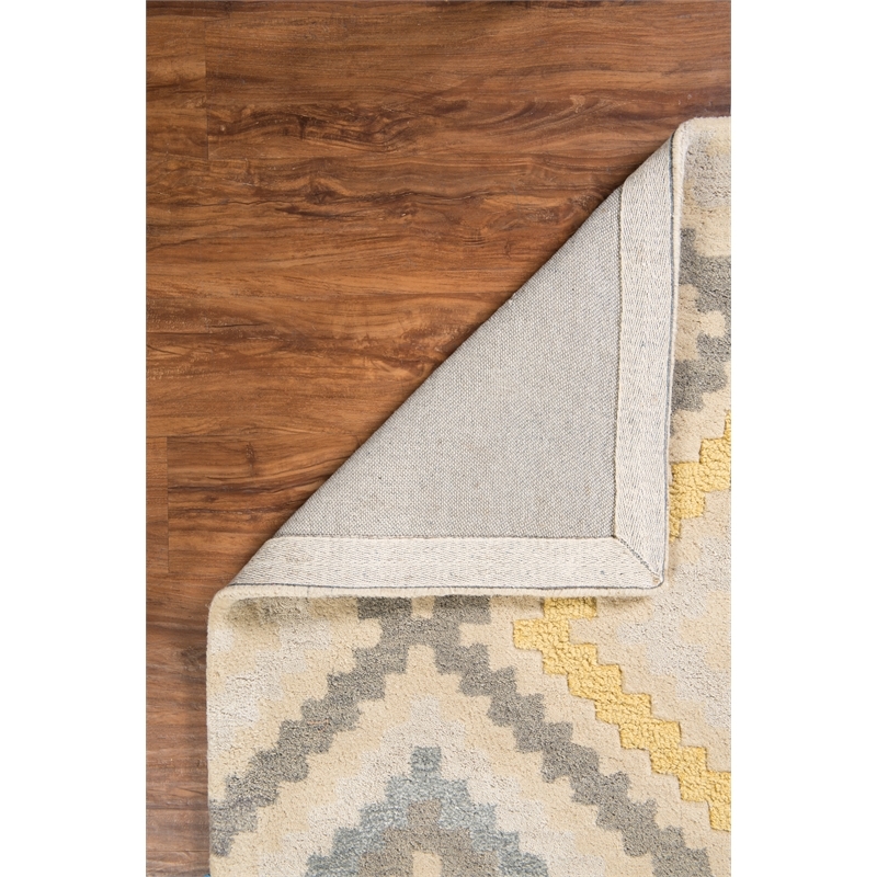 Bowery Hill 60''x 96'' Transitional Wool Hand Tufted Rug in Natural/Gray