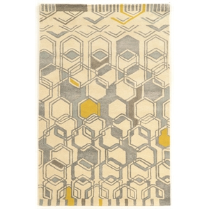 Bowery Hill 96'' x132'' Transitional Wool Hand Tufted Rug in Ivory/Gray