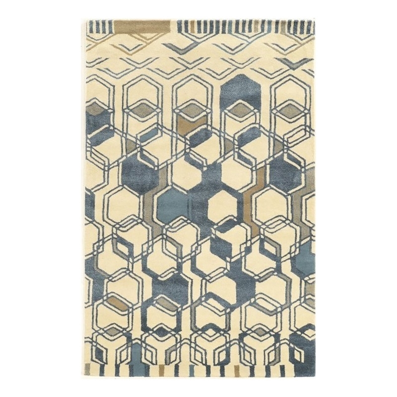 Bowery Hill 96''x132'' Transitional Wool Hand Tufted Rug in Ivory/Gray