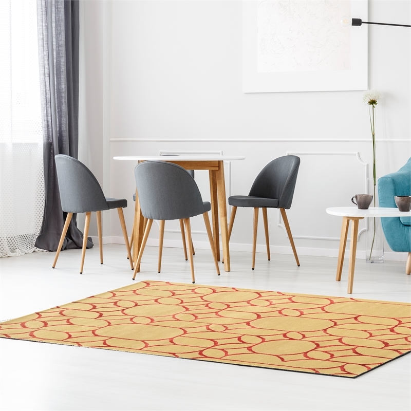 Bowery Hill 60''x 96'' Transitional Wool Hand Tufted Rug in Ivory/Coral