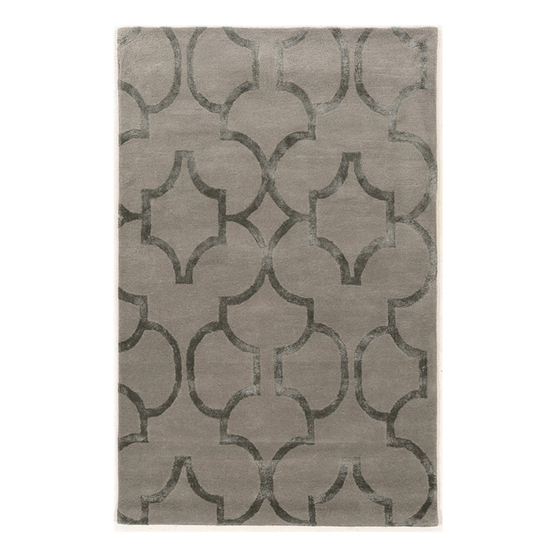 Bowery Hill 96''x132'' Transitional Wool Hand Tufted Rug in Slate Gray