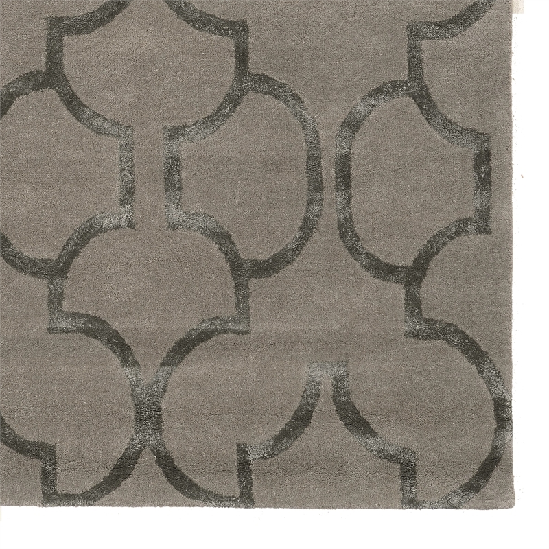 Bowery Hill 96''x132'' Transitional Wool Hand Tufted Rug in Slate Gray