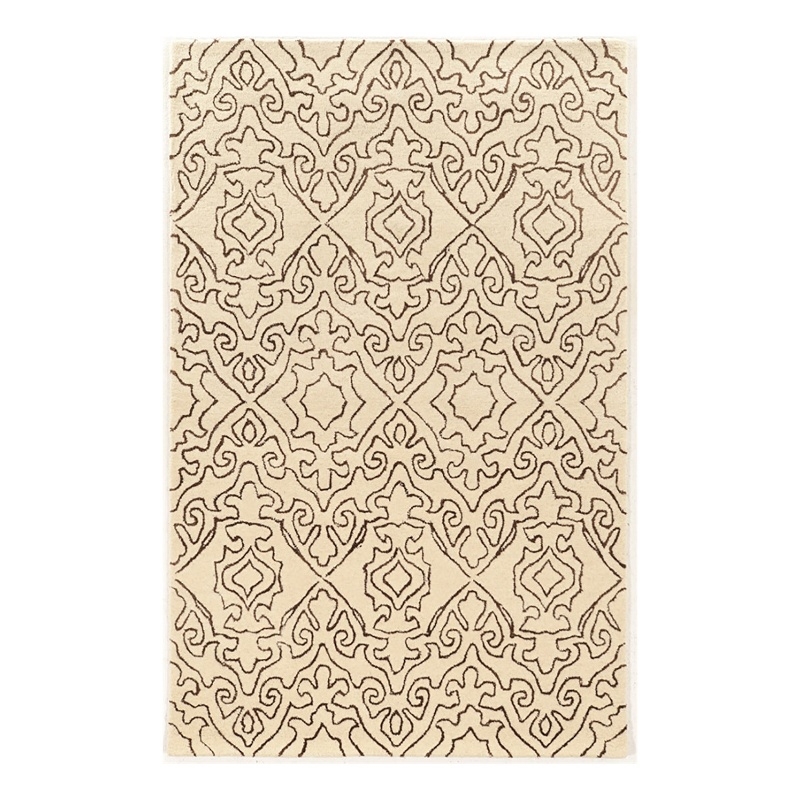 Bowery Hill 96''x 132'' Transitional Wool Hand Tufted Rug in Ivory/Charcoal