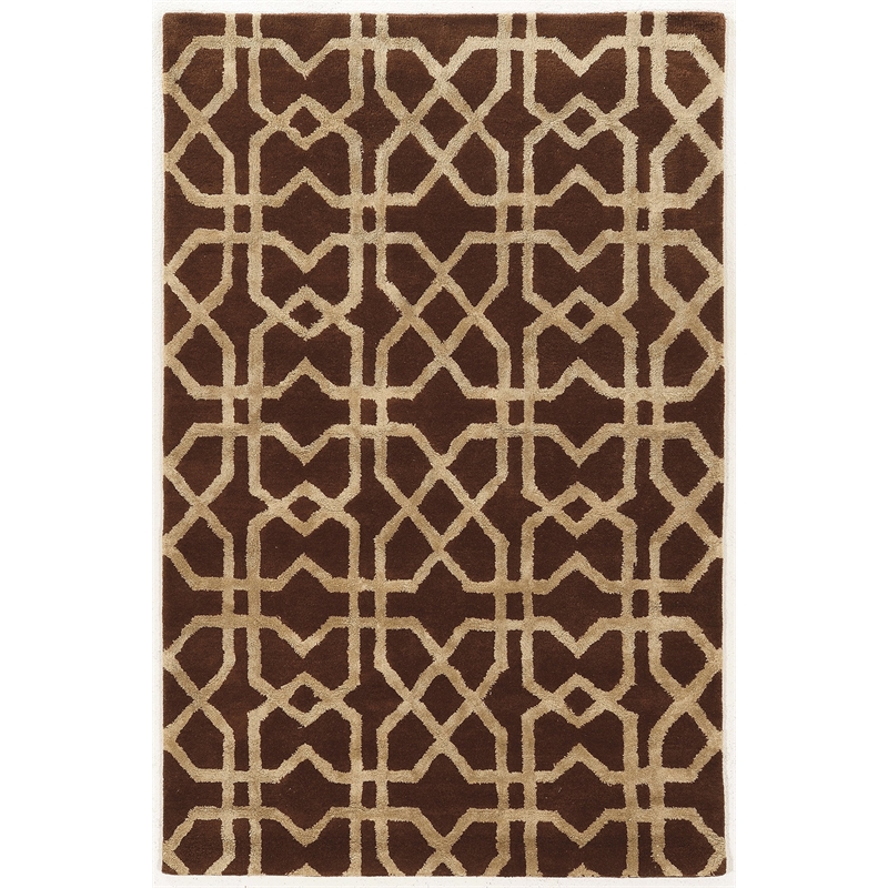 Bowery Hill 96''x 132'' Transitional Wool Hand Tufted Rug in Brown/Sand