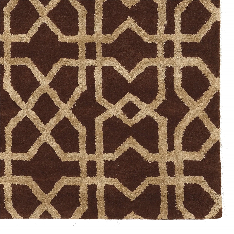 Bowery Hill 96''x 132'' Transitional Wool Hand Tufted Rug in Brown/Sand