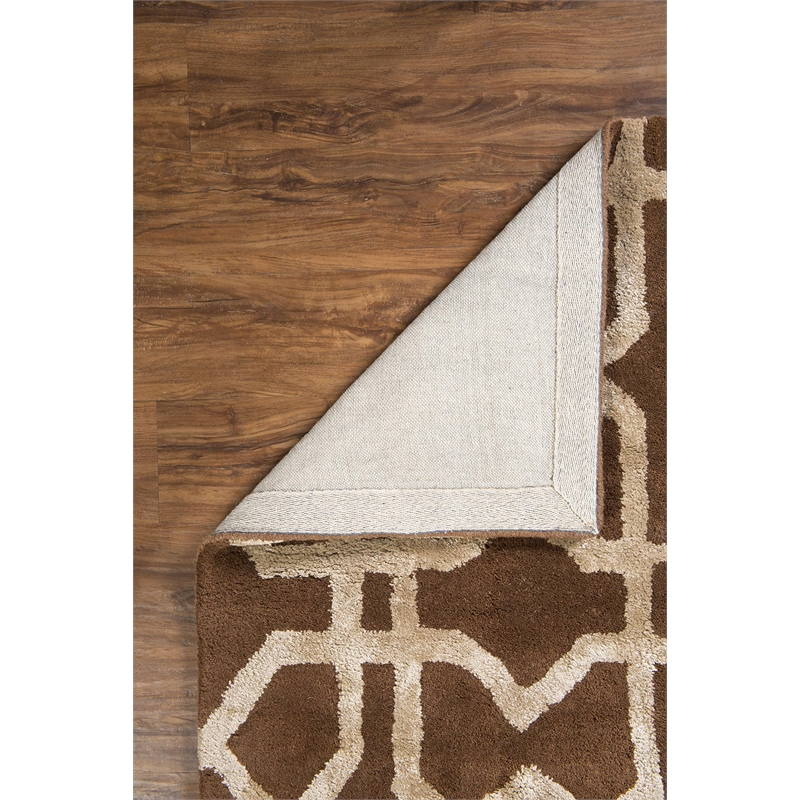 Bowery Hill 96''x 132'' Transitional Wool Hand Tufted Rug in Brown/Sand