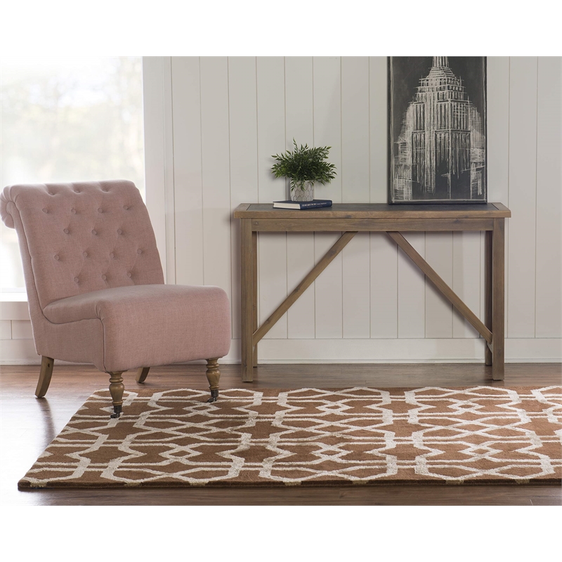 Bowery Hill 96''x 132'' Transitional Wool Hand Tufted Rug in Brown/Sand