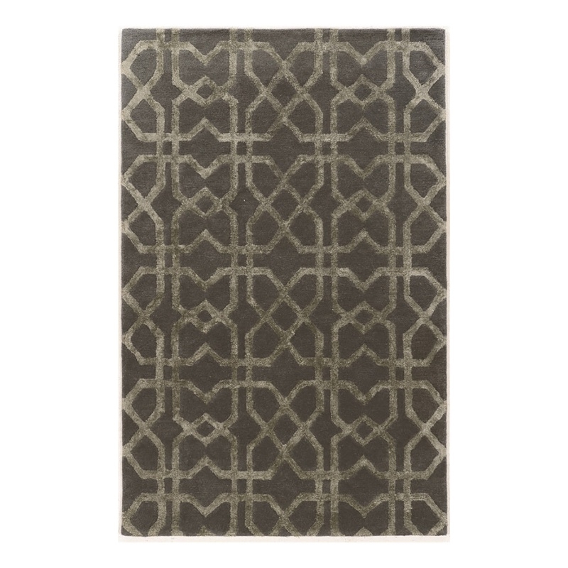 Bowery Hill 96''x 132'' Transitional Wool Hand Tufted Rug in Slate Gray